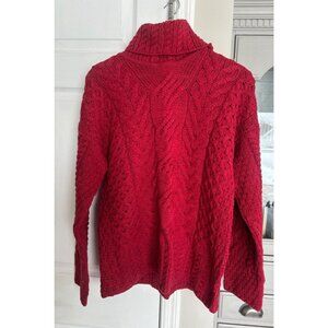 Carraig Donn Womens XL Ireland Red 100% Merino Wool Turtleneck Sweater Old Money